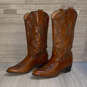 Vintage ACME 1960’s Circle A Women's Leather Cowboy Cowgirl Western Heeled Boots